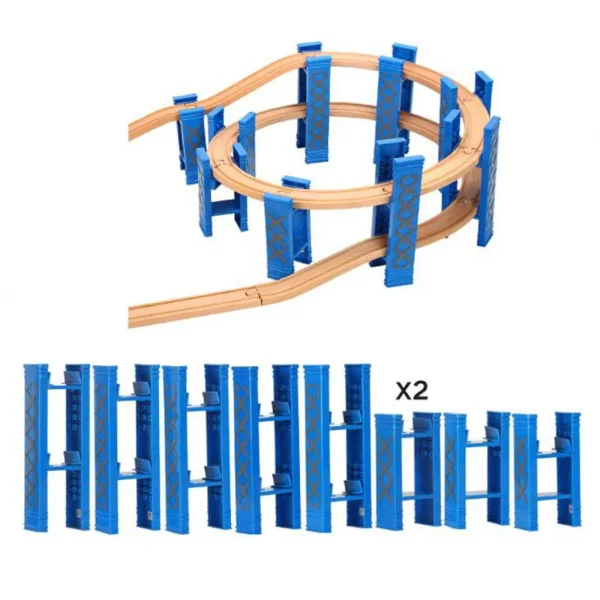 9-26PCS Wood Railway Tracks Accessories Plastic Spiral Wooden Train Tracks with Bridge Piers Educational Toys for Children gift - Image 4