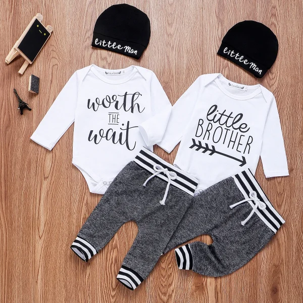 0-18Months Newborn Infant Baby Boy Clothes Cotton Sets Long Sleeve Romper Pant Hats Outfit 3Pcs Baby Warm Clothing - Image 2