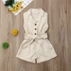 Fashion Kids Baby Girls Clothes Sleeveless Bow-tie Waist Playsuits Outfits Summer Sunsuit Overall Children Clothing - Image 3