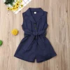 Fashion Kids Baby Girls Clothes Sleeveless Bow-tie Waist Playsuits Outfits Summer Sunsuit Overall Children Clothing - Image 4