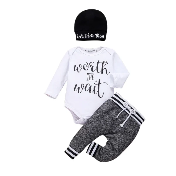 0-18Months Newborn Infant Baby Boy Clothes Cotton Sets Long Sleeve Romper Pant Hats Outfit 3Pcs Baby Warm Clothing - Image 7