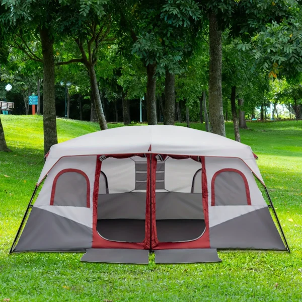 Two room sunscreen breathable rain tent outdoor camping double camping equipment supplies camping portable folding large tent - Image 2