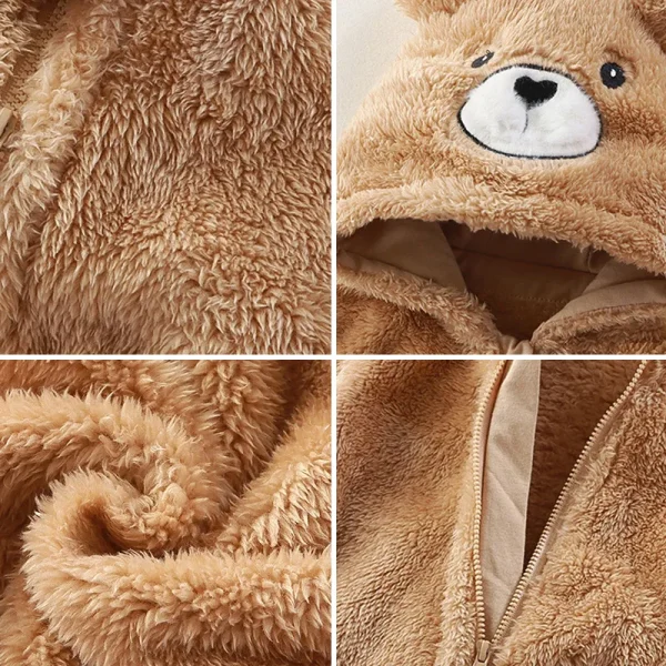 Autumn Winter Baby Jumpsuits Footed Cartoon Hooded Newborn Romper for Girls Boys Warm Plush Infant Loungewear Toddler Outfit - Image 6