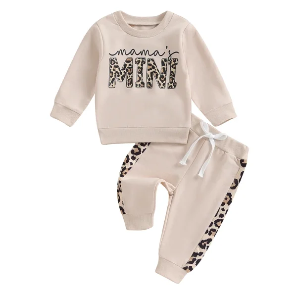 2 Pcs Toddler Baby Girl Spring Fall Clothes Letter/ Leopard Print Long Sleeve Pullover Tops Pocket Pants Casual Outfit - Image 8