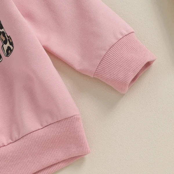 2 Pcs Toddler Baby Girl Spring Fall Clothes Letter/ Leopard Print Long Sleeve Pullover Tops Pocket Pants Casual Outfit - Image 6