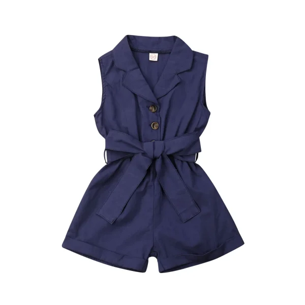 Fashion Kids Baby Girls Clothes Sleeveless Bow-tie Waist Playsuits Outfits Summer Sunsuit Overall Children Clothing - Image 9