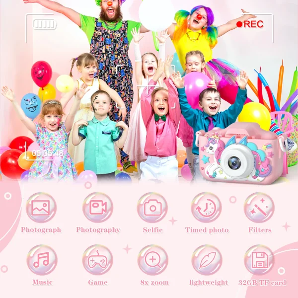 1080P HD Children Camera Toddler Digital Video Camera 2.0-inch Kids Camera with Silicone Cases Toys for Christmas Birthday Gifts - Image 3
