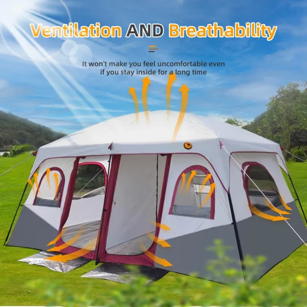 Two room sunscreen breathable rain tent outdoor camping double camping equipment supplies camping portable folding large tent - Image 6