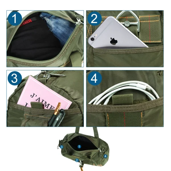 LQARMY Tactical Parachute Sport Duffle Bag 1000D Nylon Outdoor Travel Belt Bag Camping Tactical Crossbody Bag - Image 4
