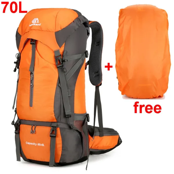 70L Nylon Camping Backpack Travel Bag With Rain Cover Outdoor Hiking Daypack Mountaineering Backpack Men Shoulder Bags Luggage - Image 9