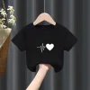 Girls Short-sleeved T-shirt Summer New Pure Boy White Top Summer Big Child Fashion Clothes  Girls Clothes - Image 6