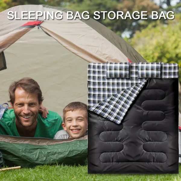 Double Sleeping Bag Sleeping Bags For Adults with 2 Pillows Bag Large Camping Sleeping Bag Lightweight Sleeping Bag - Image 5