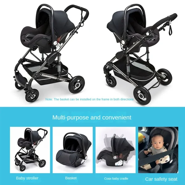 baby stroller 3 in 1 with car seat,Luxury Multifunctional  BABY carriage,pink Folding baby stroller,High Landscape newborn car - Image 6