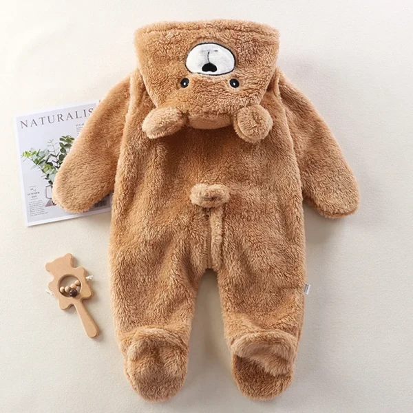 Autumn Winter Baby Jumpsuits Footed Cartoon Hooded Newborn Romper for Girls Boys Warm Plush Infant Loungewear Toddler Outfit - Image 5