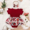 Summer Baby Girl Dress With Bowknot Striped Jumpsuit Cotton Dress For Newborn Floral Clothes Baby Crawling Clothes - Image 3