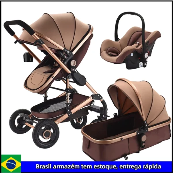 baby stroller 3 in 1 with car seat,Luxury Multifunctional  BABY carriage,pink Folding baby stroller,High Landscape newborn car - Image 10