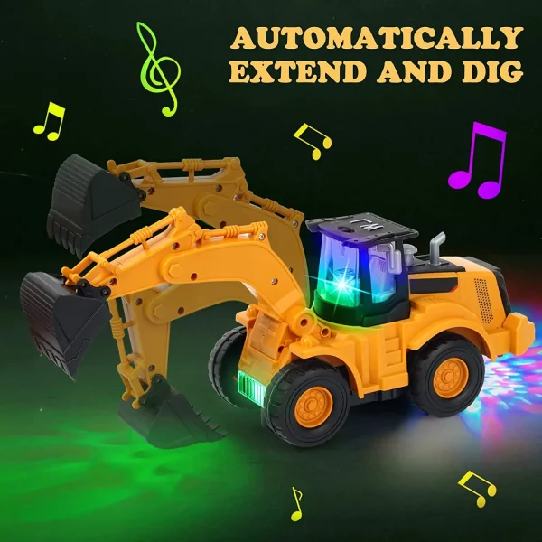 Excavator Truck Kids Toys: Construction 2+ Toddler Toys Digger Truck with Electric Universal Wheel Children Car Toys with Light - Image 2