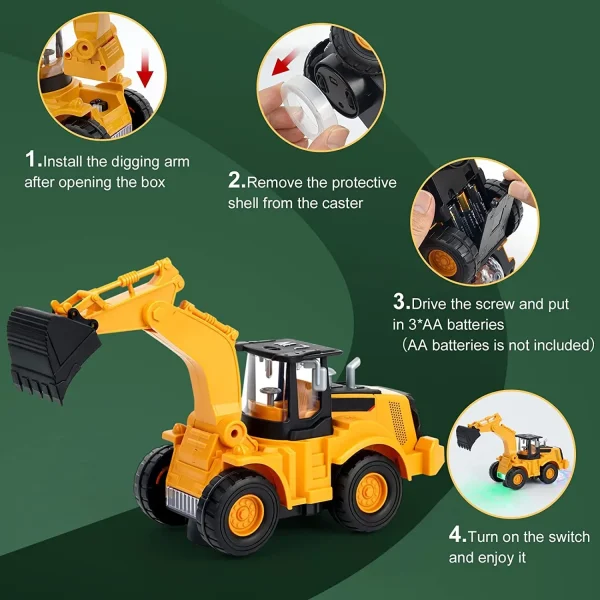 Excavator Truck Kids Toys: Construction 2+ Toddler Toys Digger Truck with Electric Universal Wheel Children Car Toys with Light - Image 5