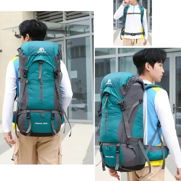70L Nylon Camping Backpack Travel Bag With Rain Cover Outdoor Hiking Daypack Mountaineering Backpack Men Shoulder Bags Luggage - Image 3
