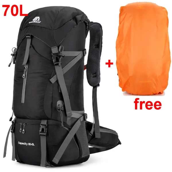 70L Nylon Camping Backpack Travel Bag With Rain Cover Outdoor Hiking Daypack Mountaineering Backpack Men Shoulder Bags Luggage - Image 10