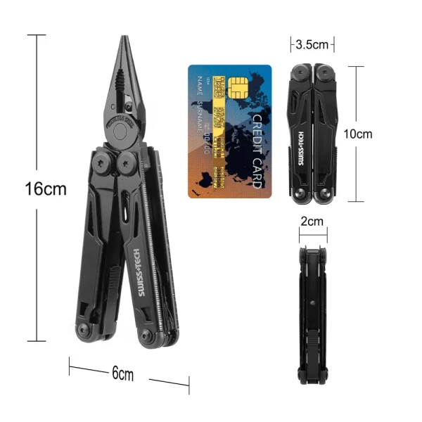 SWISS TECH 16 in 1 Camping Multitool Multi Folding Plier Wire Stripper Outdoor Pocket Mini Portable for Camping New Arrival - Image 2