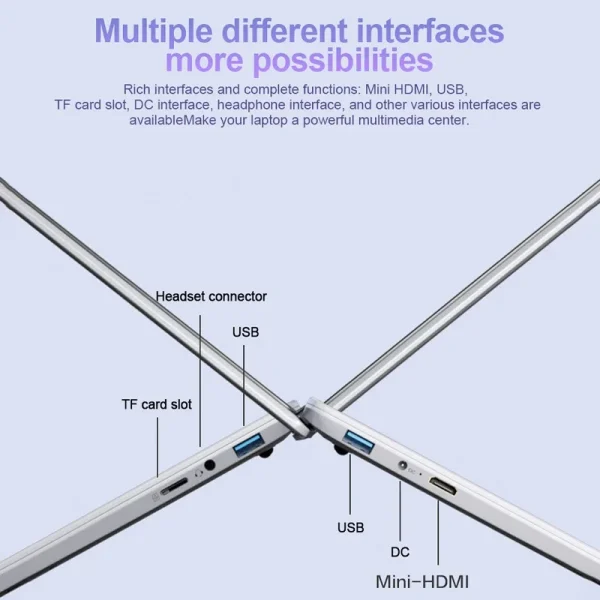 15.6 inch Portable laptop Intel N3700 16GB RAM+2048GB ROM Narrow Bezel Screen PC Windows 11 Office Entertainment Laptop - Image 5