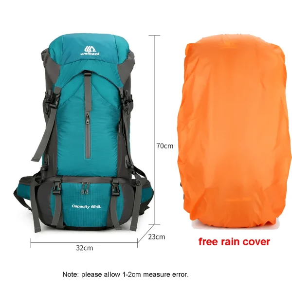 70L Nylon Camping Backpack Travel Bag With Rain Cover Outdoor Hiking Daypack Mountaineering Backpack Men Shoulder Bags Luggage - Image 6