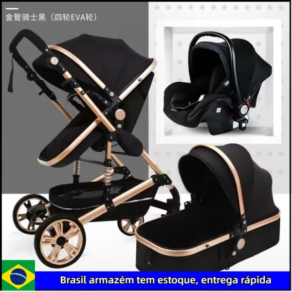 baby stroller 3 in 1 with car seat,Luxury Multifunctional  BABY carriage,pink Folding baby stroller,High Landscape newborn car - Image 8