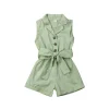 Fashion Kids Baby Girls Clothes Sleeveless Bow-tie Waist Playsuits Outfits Summer Sunsuit Overall Children Clothing - Image 8