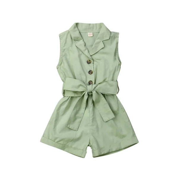 Fashion Kids Baby Girls Clothes Sleeveless Bow-tie Waist Playsuits Outfits Summer Sunsuit Overall Children Clothing - Image 8