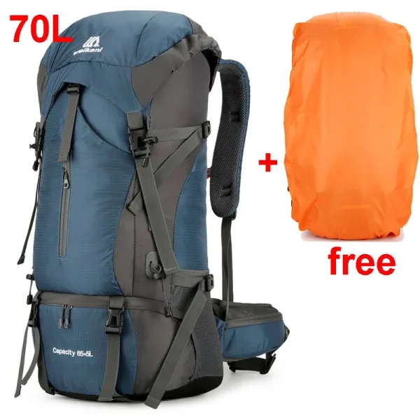 70L Nylon Camping Backpack Travel Bag With Rain Cover Outdoor Hiking Daypack Mountaineering Backpack Men Shoulder Bags Luggage - Image 8