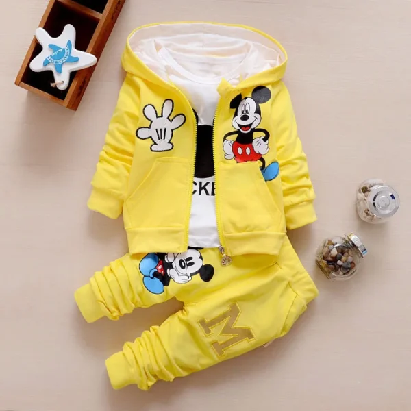 Baby Girls Boys Mickey Minnie Clothing Sets Spring Autumn Kids Outfits Hoodie+T-shirt+Pants Tracksuit Children Sport Suit - Image 3