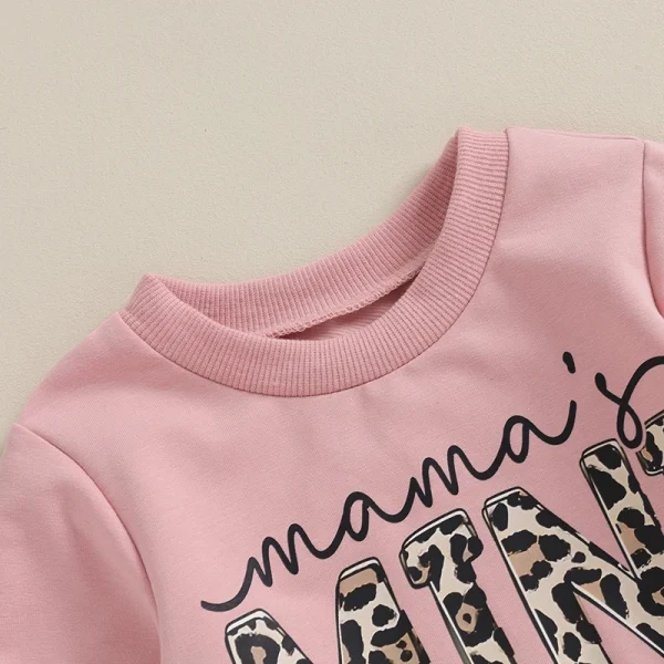 2 Pcs Toddler Baby Girl Spring Fall Clothes Letter/ Leopard Print Long Sleeve Pullover Tops Pocket Pants Casual Outfit - Image 5