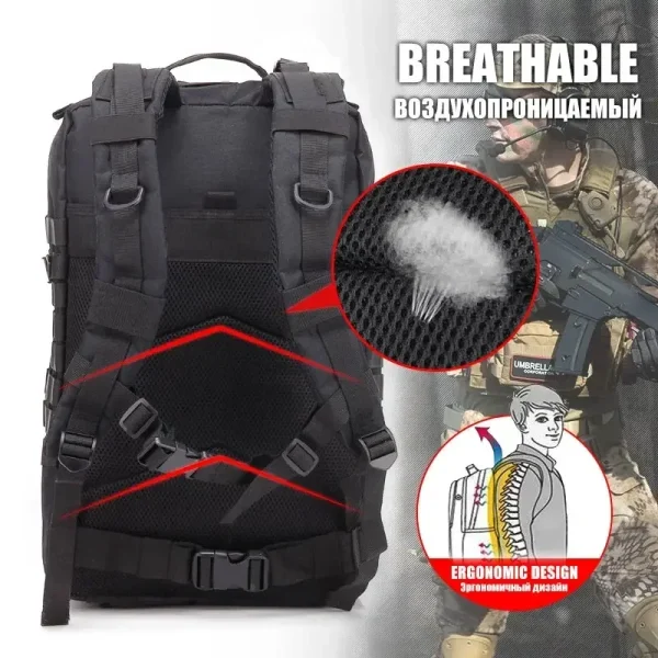 50L Man Tactical Backpacks Traveling Bags Outdoor 3P School Pack EDC Molle Pack For Trekking Hunting Bag camping equipment - Image 4