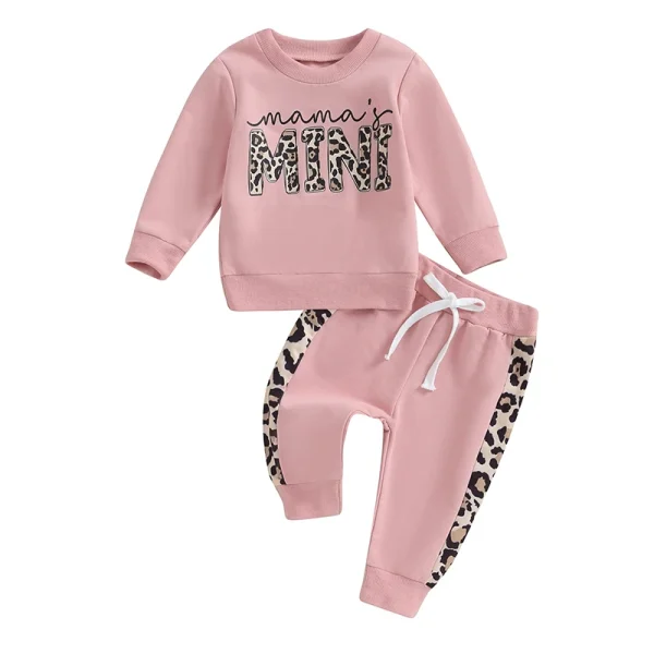 2 Pcs Toddler Baby Girl Spring Fall Clothes Letter/ Leopard Print Long Sleeve Pullover Tops Pocket Pants Casual Outfit - Image 7