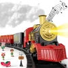 Train Set Toys for Kids, Christmas Train Sets Toys for Kids W/Smokes, Light & Sound Include 6 Car and 28 Tracks - Image 4