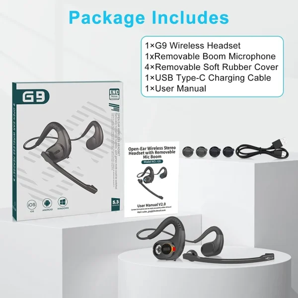 Wireless Bluetooth Headsets with Microphone Detachable Mute Button Open Ear Trucker Headphones for Cell Phones Business Office - Image 6