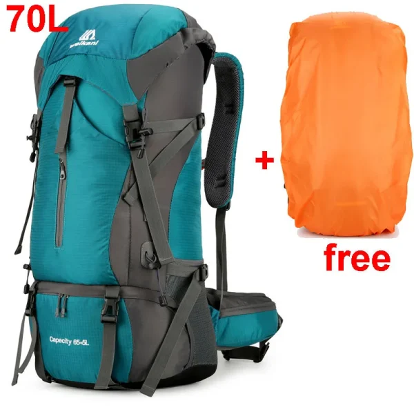 70L Nylon Camping Backpack Travel Bag With Rain Cover Outdoor Hiking Daypack Mountaineering Backpack Men Shoulder Bags Luggage - Image 7