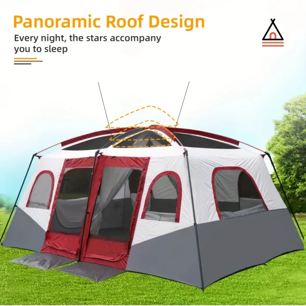Two room sunscreen breathable rain tent outdoor camping double camping equipment supplies camping portable folding large tent - Image 3