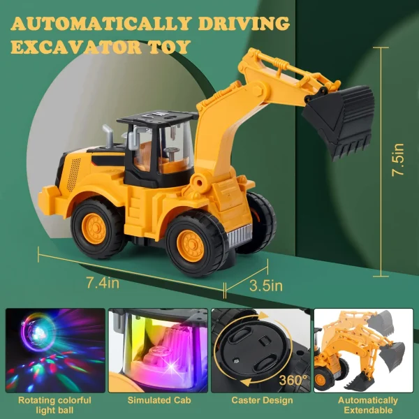 Excavator Truck Kids Toys: Construction 2+ Toddler Toys Digger Truck with Electric Universal Wheel Children Car Toys with Light - Image 4