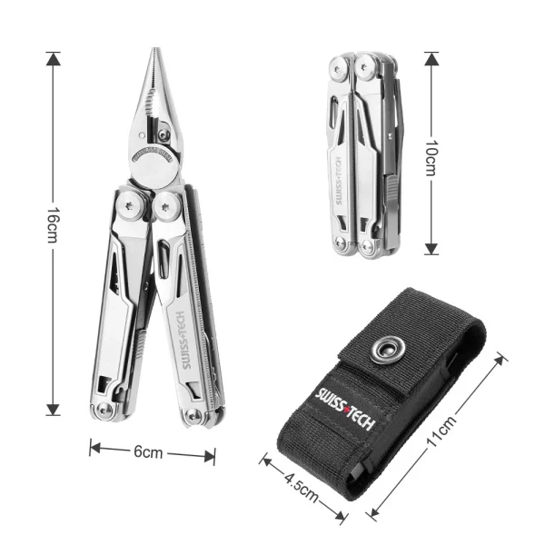 SWISS TECH 16 in 1 Camping Multitool Multi Folding Plier Wire Stripper Outdoor Pocket Mini Portable for Camping New Arrival - Image 8