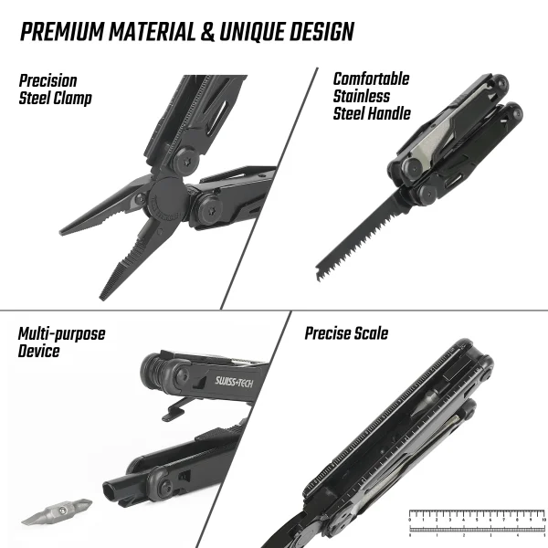 SWISS TECH 16 in 1 Camping Multitool Multi Folding Plier Wire Stripper Outdoor Pocket Mini Portable for Camping New Arrival - Image 5