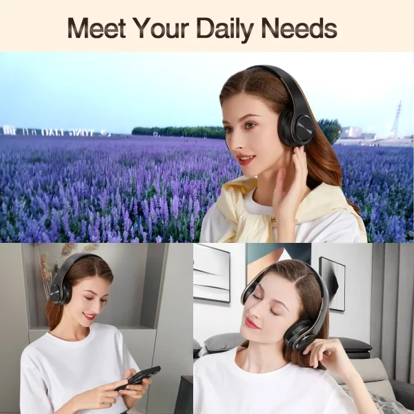 Men Gift Gold Wireless Headphones Bluetooth Earphone Stereo Headset with Build-in MIC with 3.5mm Jack for Xiaomi Samsung IPHONE - Image 5