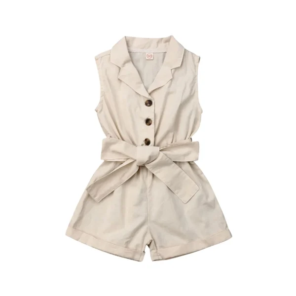 Fashion Kids Baby Girls Clothes Sleeveless Bow-tie Waist Playsuits Outfits Summer Sunsuit Overall Children Clothing - Image 7