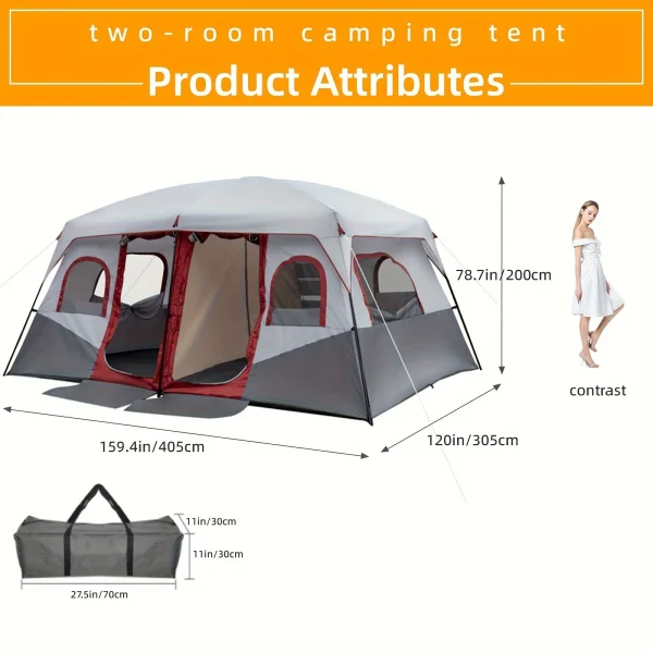 Two room sunscreen breathable rain tent outdoor camping double camping equipment supplies camping portable folding large tent - Image 5