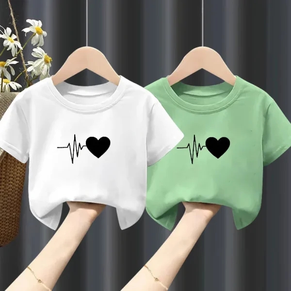 Girls Short-sleeved T-shirt Summer New Pure Boy White Top Summer Big Child Fashion Clothes  Girls Clothes - Image 3