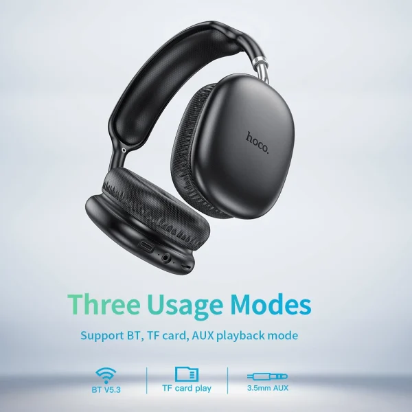 HOCO W35 Air Upgrade Wireless Bluetooth 5.3 Music Headphone Mic HiFi Audio Headset Stereo Sound Sport Earphones 40MM Driver 45H - Image 6