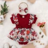 Summer Baby Girl Dress With Bowknot Striped Jumpsuit Cotton Dress For Newborn Floral Clothes Baby Crawling Clothes - Image 2